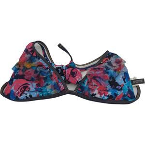 Kenneth Cole Reaction S Swim Top, Blue Pink Floral Ruffle Halter